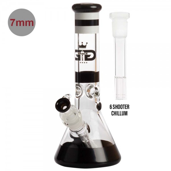 Grace Glass | PEARL Series Black - H:30cm - Ø:50mm - SG:29.2mm with 6 shooter chillum