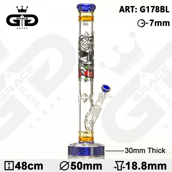 Grace Glass | HAMMER Series | The Rasta skull Blue
