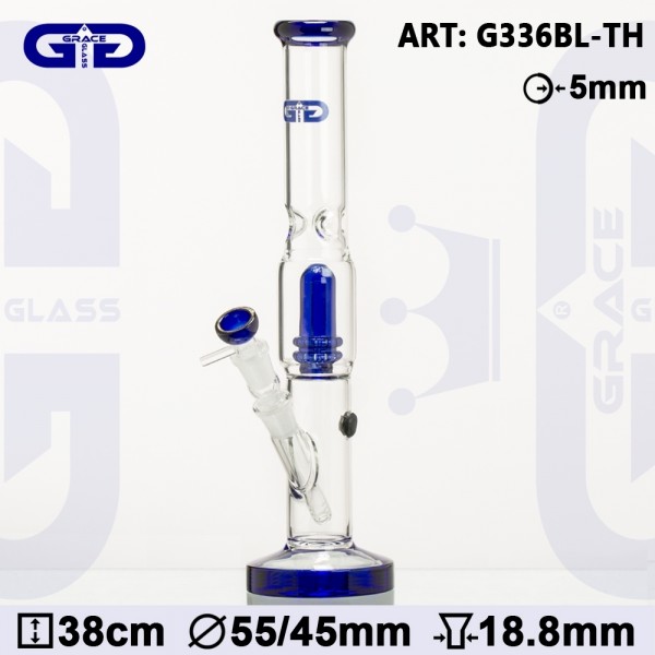 Grace Glass | HAMMER Series | Blue Core - H:37cm- Ø:55/45mm- WT:5mm (circa)- SG:18.8mm