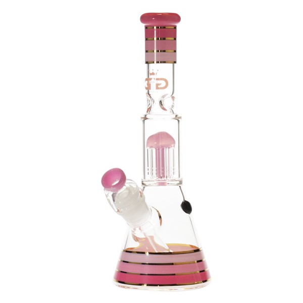 Grace Glass | Golden Line Pink Beaker Tree arm perc Bong H:32cm Socket:29.2mm TH:5mm