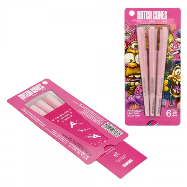 Dutch Cones | 1 1/4 Size Pink Pre-Rolled Cones 6pcs in pack &amp; 50 packs in Display