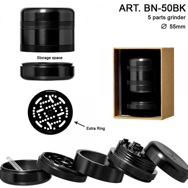 Grace Glass | Grinder - American Style - Ø:55mm - 5 parts - With 2 different plates