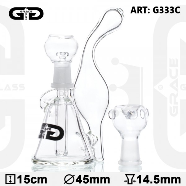 GG Mini Bubbler Recycler- Crystal- H:15cm- Ø:45mm- WT:5mm (circa)- SG:14mm- 1x diffuser - recycle ch