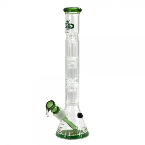 Grace Glass | Green Triple Tree-Arm Percolator Beaker - H:35cm - Ø:50mm - SG:18.8mm/14.5mm