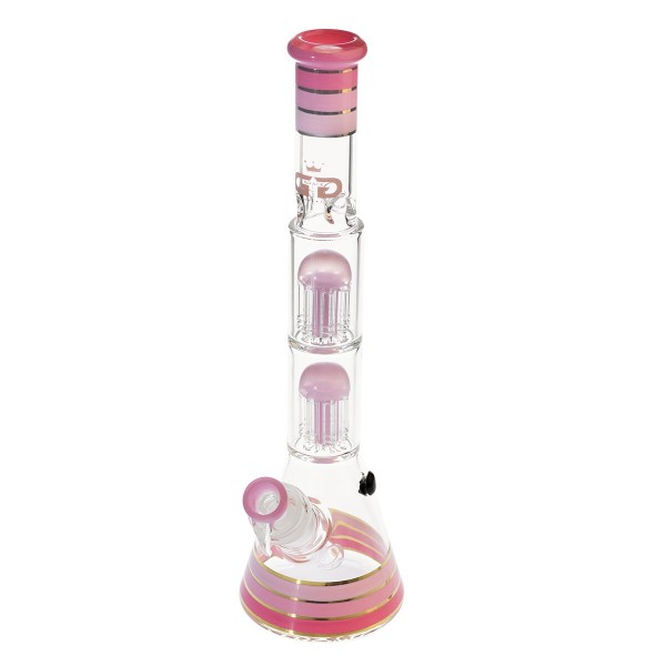 Grace Glass | Golden Line Tower Pink Beaker Tree arm perc Bong H:40cm Socket:29.2mm TH:5mm