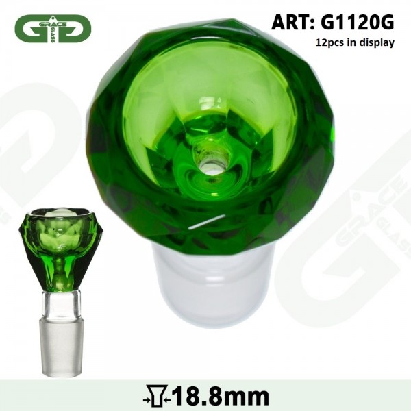 Grace Glass | Bowl Green- SG:18.8mm (Inner Hole 3.5mm) - With Diamond Cut