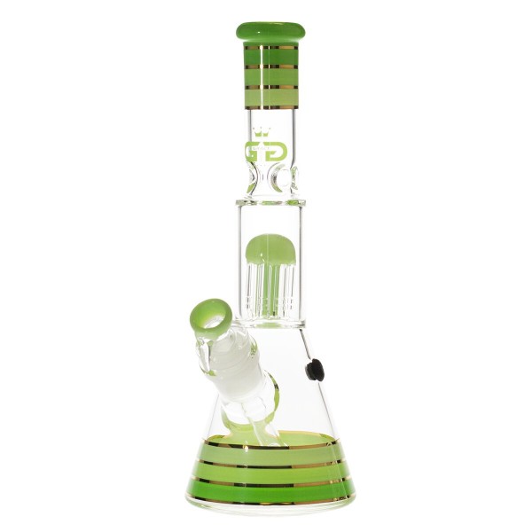 Grace Glass | Golden Line Green Beaker Tree arm perc Bong H:32cm Socket:29.2mm TH:5mm