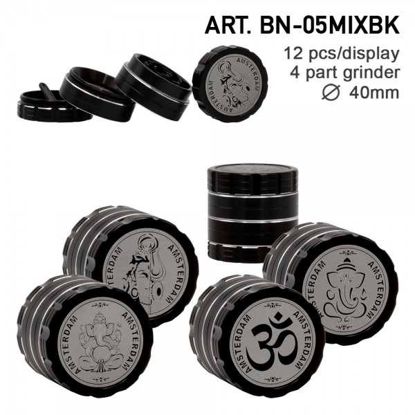 Grace Glass Ganash Black | Grinder- 4part- Ø:40mm- 12pcs/box