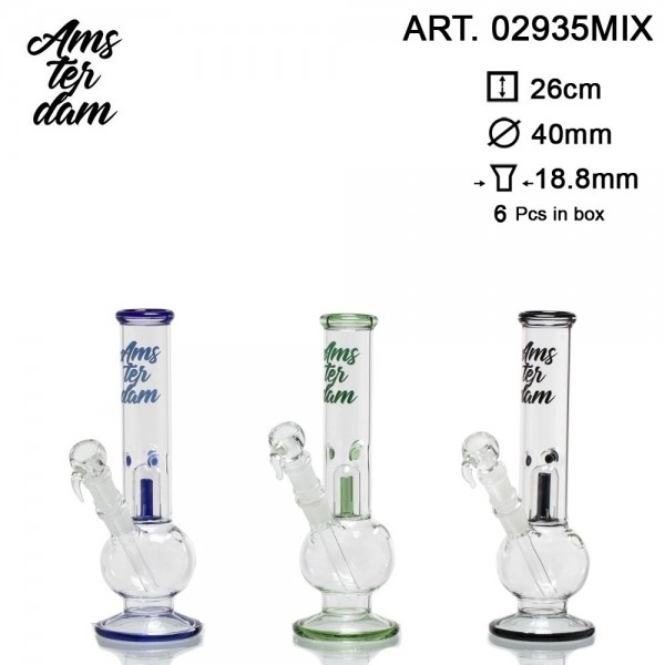 Amsterdam Glass Bong- H:26cm- Ø:40mm SG:18.8mm 6pcs in box