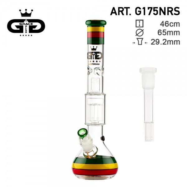 Grace Glass | OG Series | Rasta dream H:46cm - Ø:65mm - SG:29.2mm with 6 shooter chillum