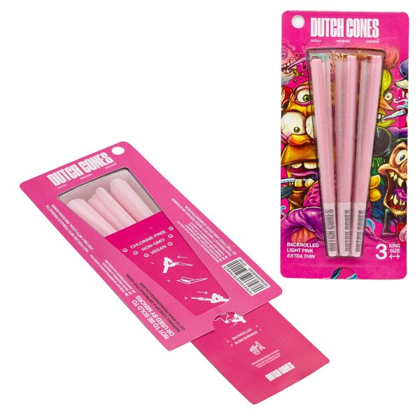 Dutch Cones | KS Pink Pre-Rolled Cones 3pcs in pack &amp; 50 packs in Display