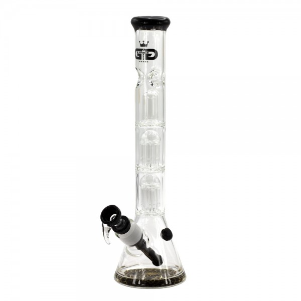 Grace Glass | Black Triple Tree-Arm Percolator Beaker - H:35cm - Ø:50mm - SG:18.8mm/14.5mm