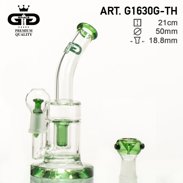 Saxo GG Bubbler- Blue- H:22cm- Ø:50/25mm- WT:5mm (circa)- SG:18.8mm- Male 1x slit hole perc Inc Nail