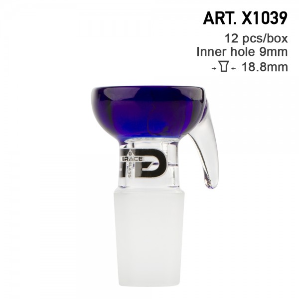 Grace Glass | Bowl - SG:18.8mm (Inner Hole 9mm) With handle-BLUE